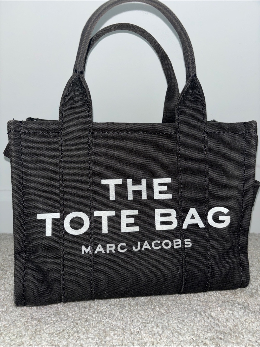 Marc Jacobs Canvas Mini Tote Bag - Black with White Logo